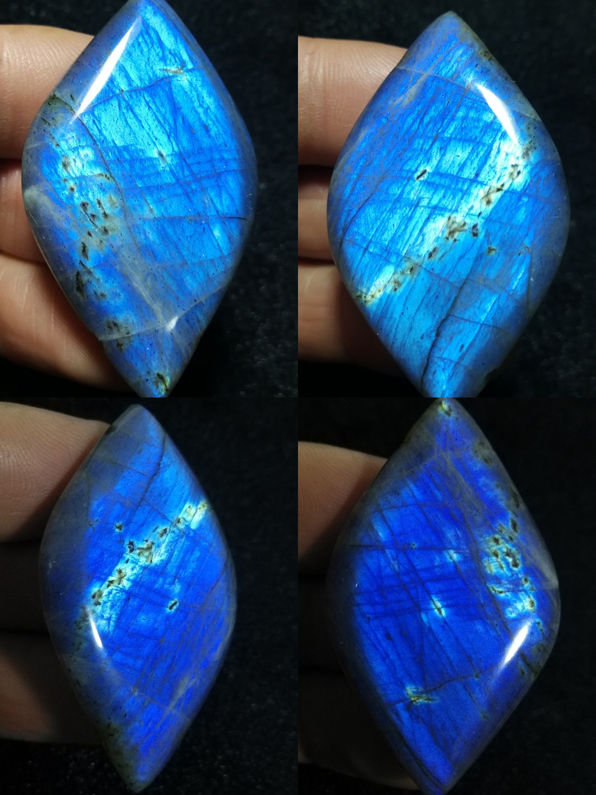 天然双面蓝红绿紫黄月光石日光石拉丝光拉长石挂坠吊