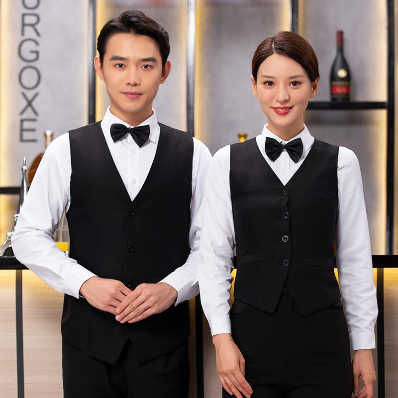 ktv马甲夜店酒吧服务生员工制服马甲酒店吧台促销马甲广告纯色