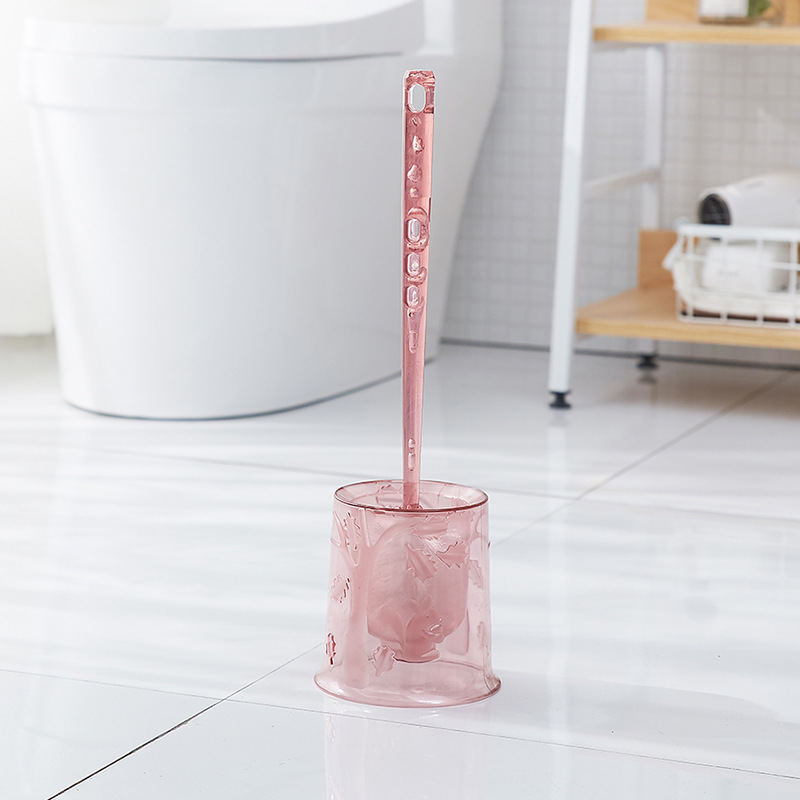 X116 Transparent Crystal Belt Base Set Horse Brush Barrel Long Handle Toilet Brush Cleaning Toilet Soft Brush