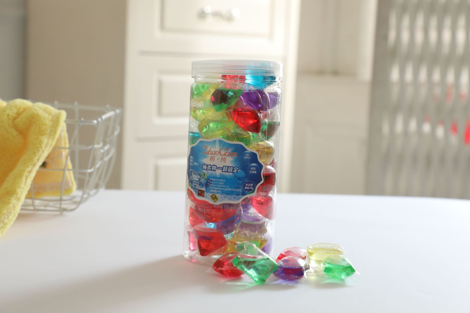 朝纯洗衣凝珠50粒装水凝珠机洗护色洗衣液厂家直供塑料盖圆桶装