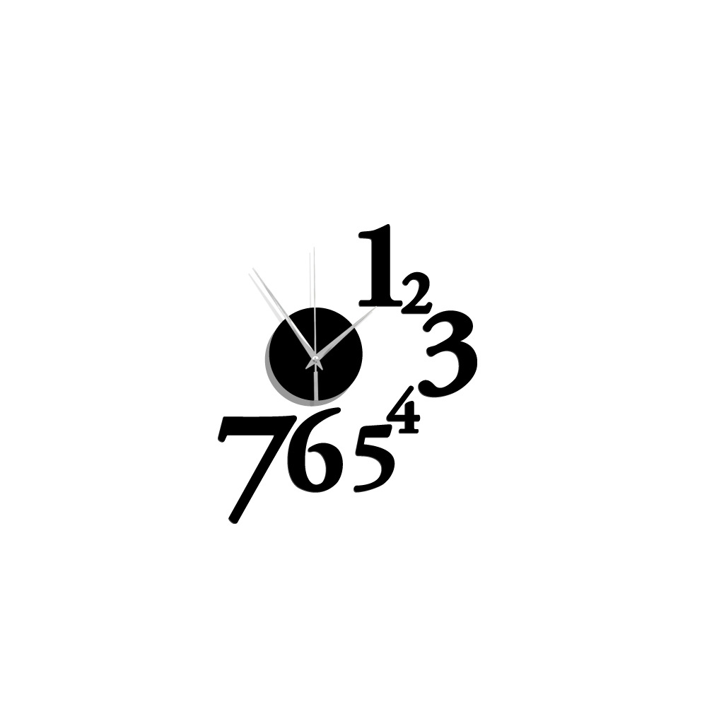 艺术阿拉伯数字亚克力镜面挂钟 静音机芯自带背胶墙贴壁钟zb314