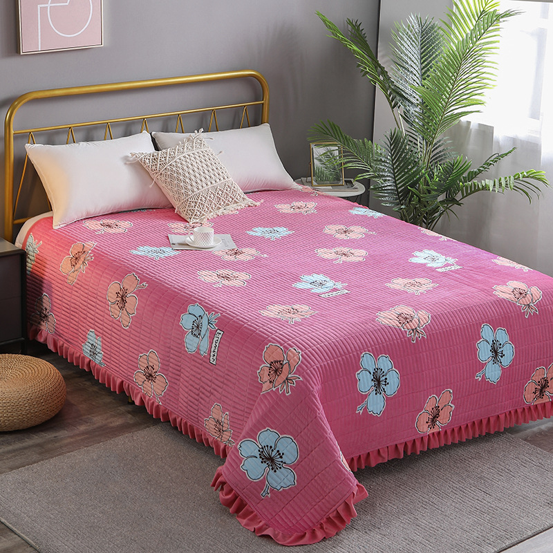 水晶绒床盖 保暖加厚夹棉榻榻米床单网红盖毯爬爬垫礼品厂家批发