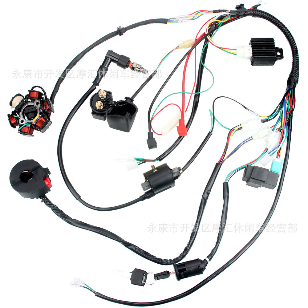 越野摩托车atv沙滩车配件70 90 110cc全车线束线路6级线圈点火cdi