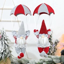 圣诞节场景装饰品 圣诞无脸跳伞老人降落伞 圣诞橱窗悬挂装饰礼品