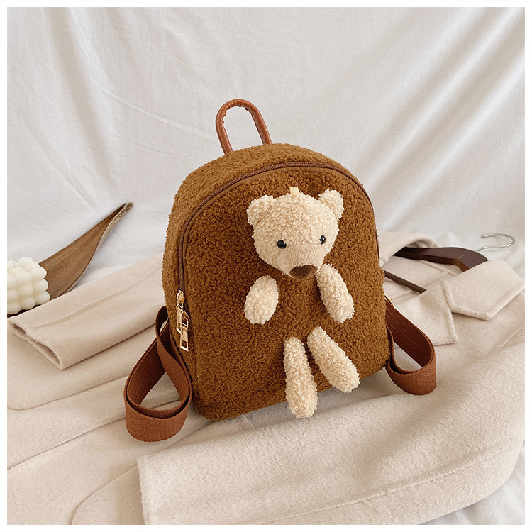 小熊毛绒玩偶包包女2020新款潮可爱学生小包ins休闲女双肩背包
