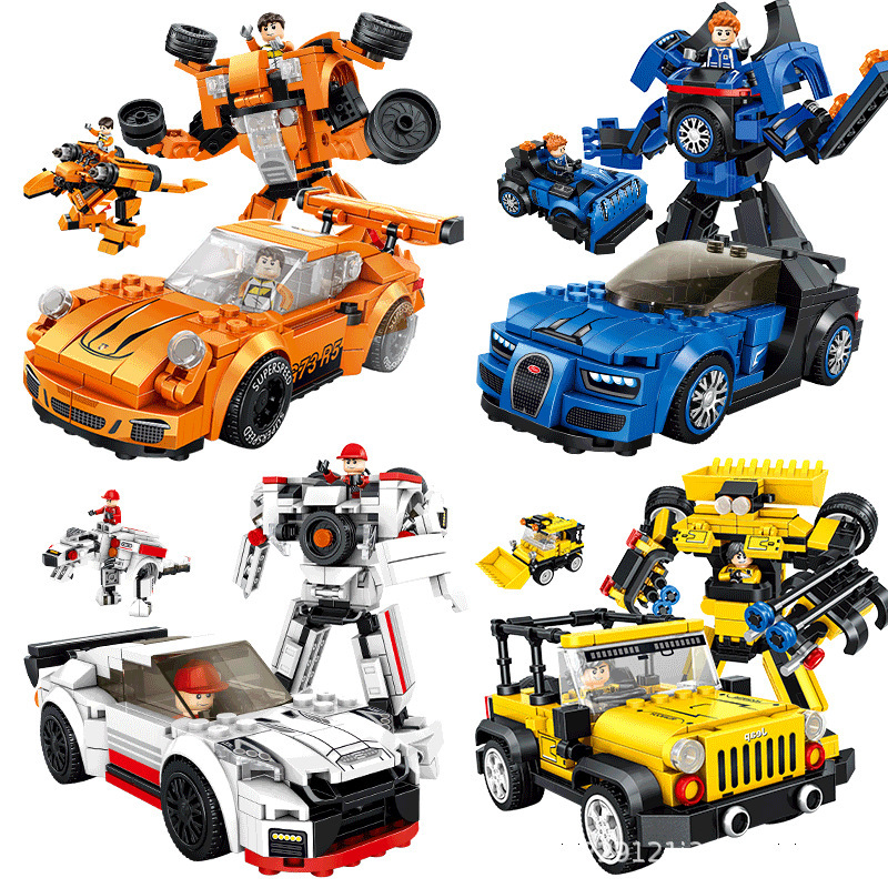 潘洛斯赛车3变兼容乐高男孩子儿童益智变形金刚积木拼装玩具礼品