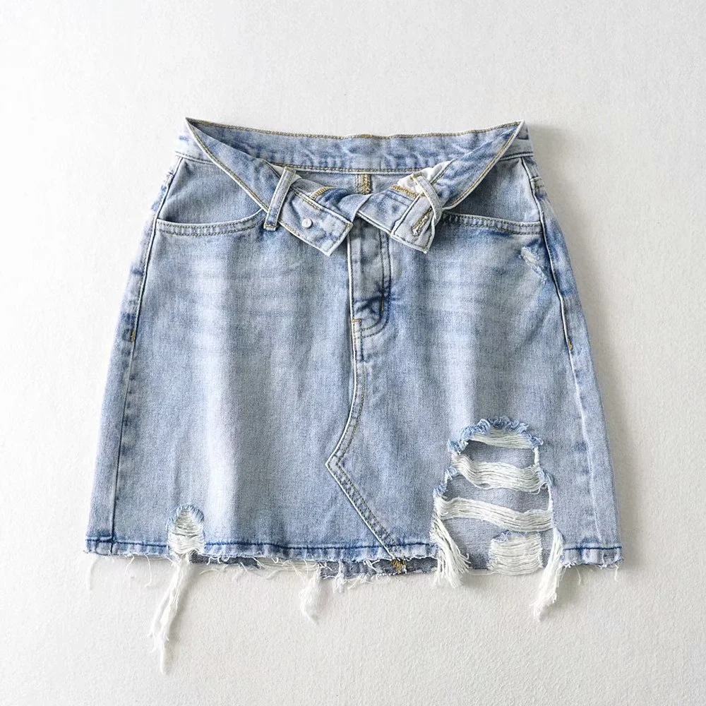 开叉牛仔半身裙女2023年夏季新款高腰包臀显瘦割烂中长裙子潮0643