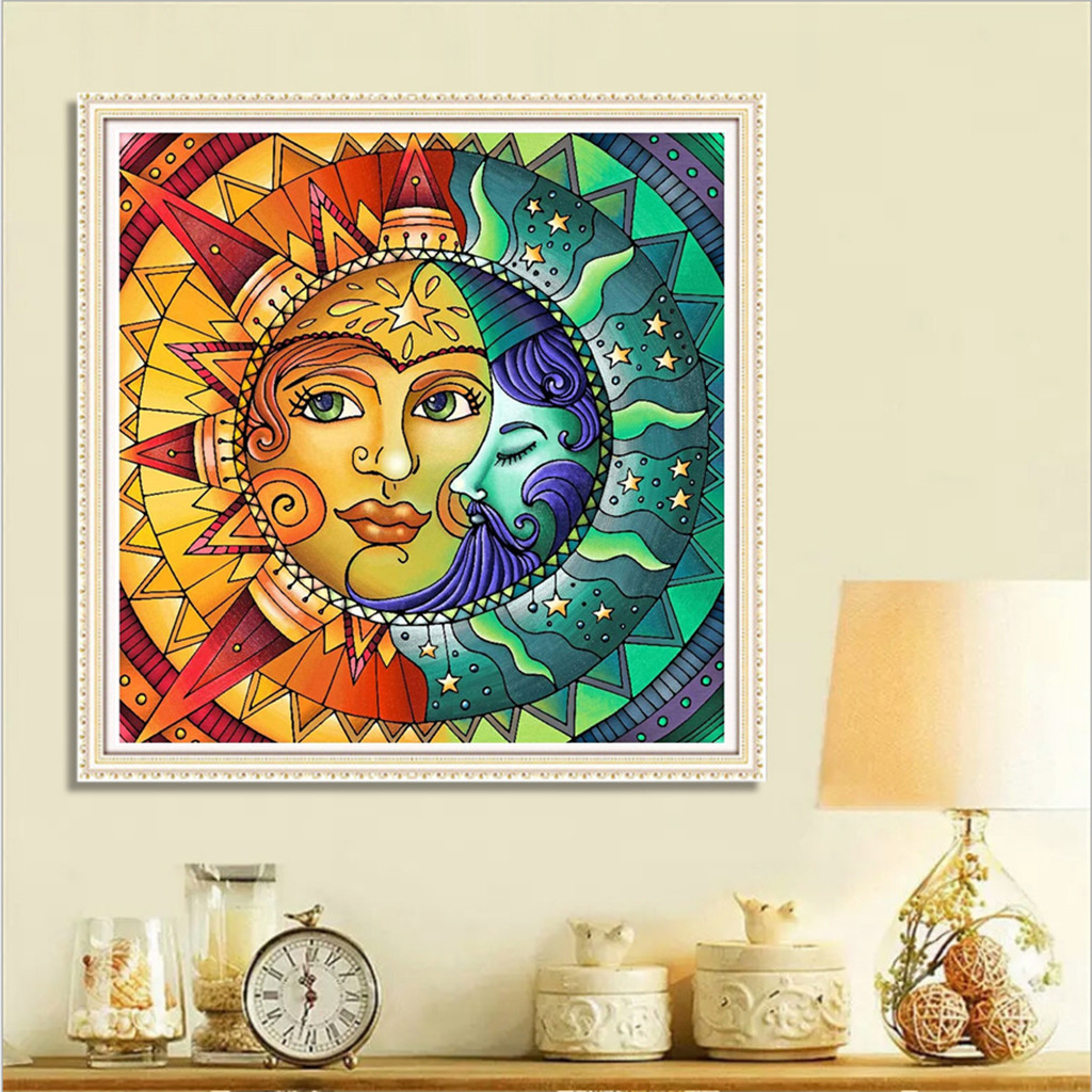 厂家直供太阳女神人物头像钻石画 居家十字绣满钻背景画跨境专供