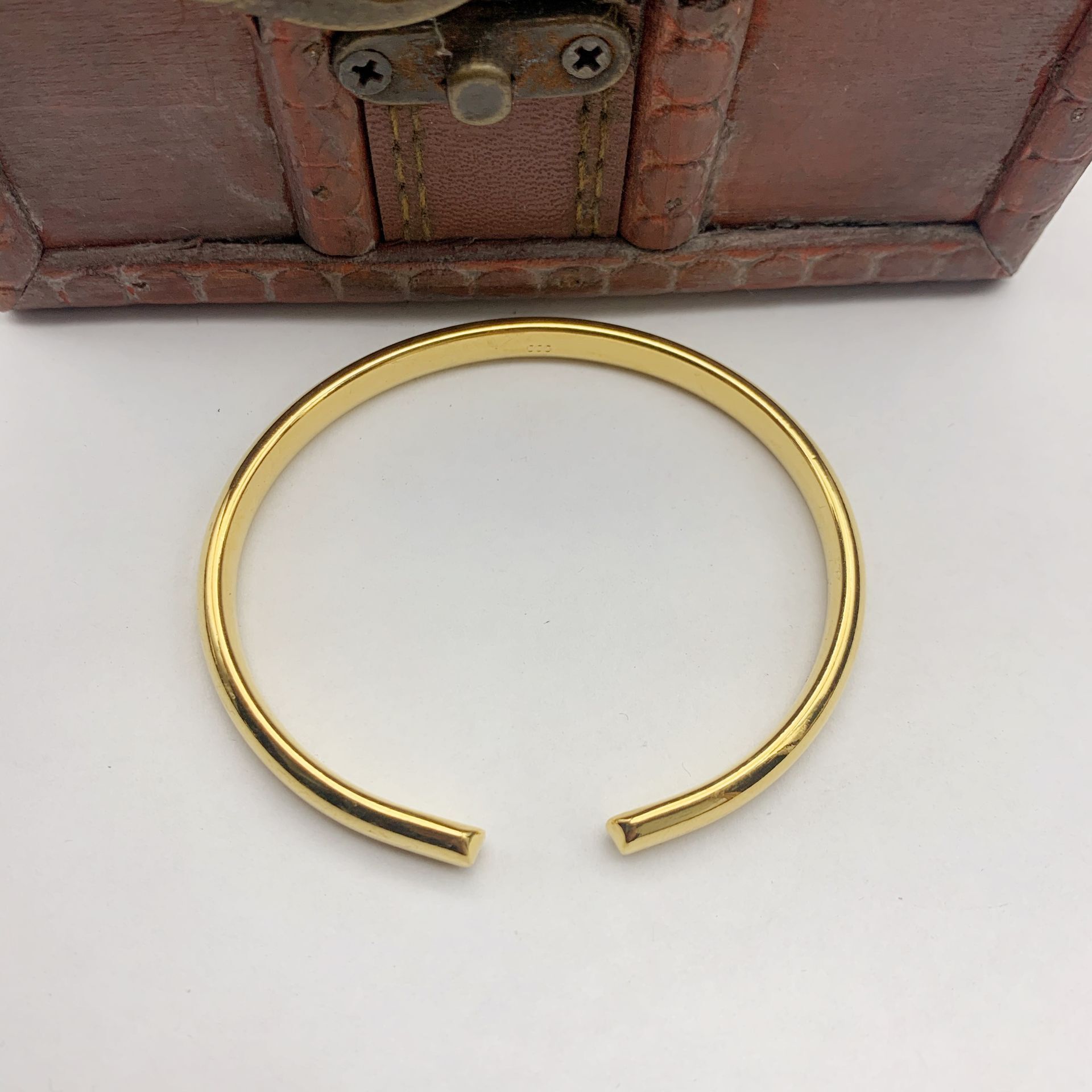 男女素面开口实心铜手镯本命年镯子镀金手环简约c型手工镯子批发