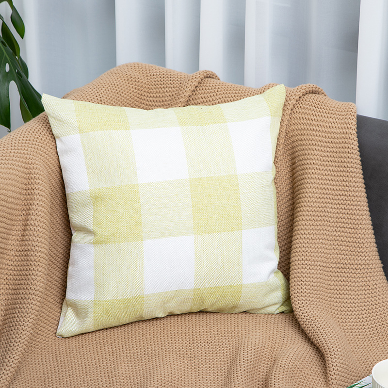Modern Simple Square Linen Linen Plaid Striped Pillow Creative Dyed Cotton Knit Sofa Car Throw Pillowcase Cushion