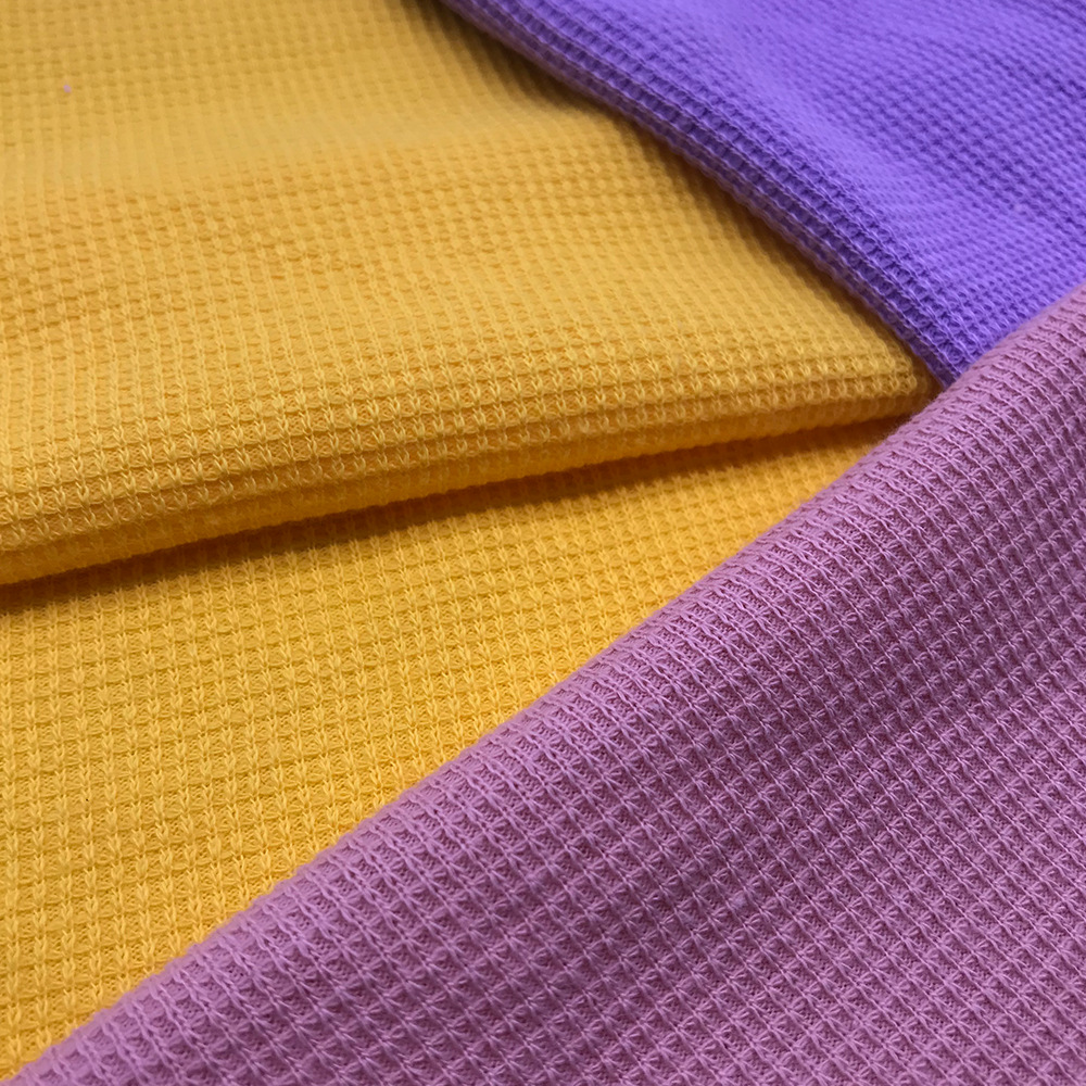 230克纯棉华夫格提花针织布 紧致纹理秋冬时尚卫衣开衫服装面料