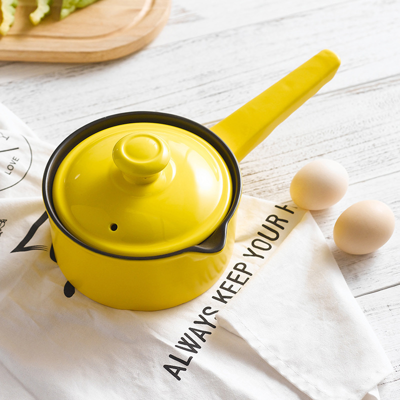 陶瓷小奶锅单柄汤锅不粘锅熬粥米糊煮泡面宝宝婴儿辅食小砂锅迷你