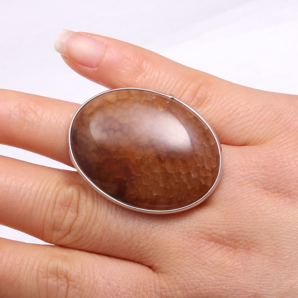 天然石头玛瑙戒指-30x40mm戒指指环饰品半宝石材料配件