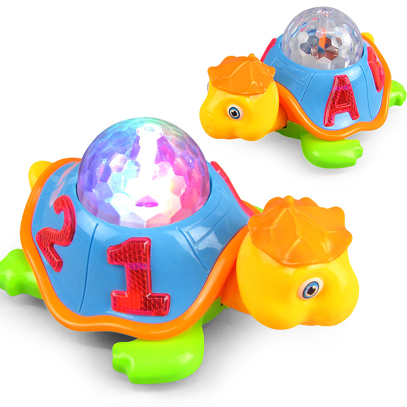 电动万向逗乐神龟音乐炫彩灯光爬行乌龟儿童益智玩具地摊热卖批发