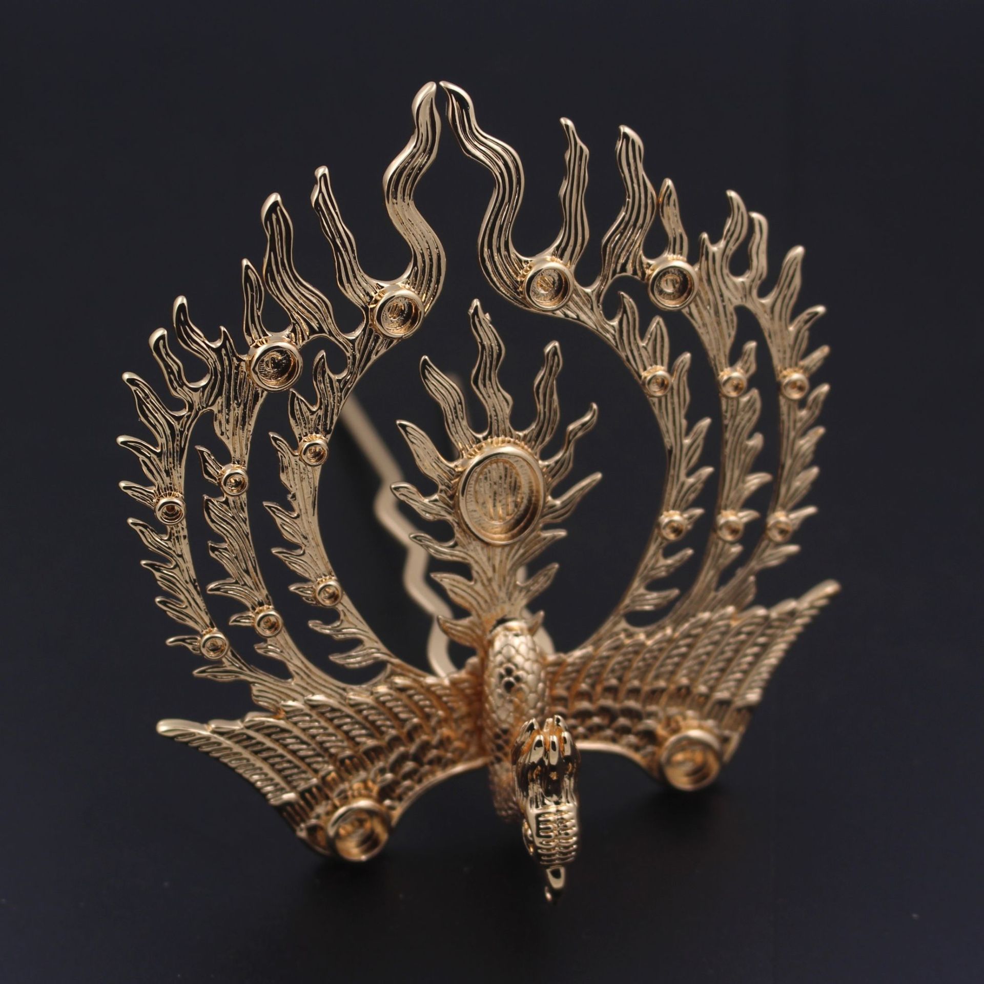 古风铸铜立体火凤凰发冠 凤冠头饰材料配件