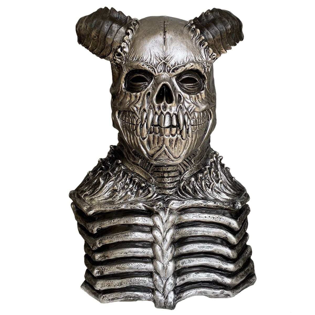 2020万圣节新款nephilim恐怖骷髅羊角魔王乳胶面具头套暗黑爆款