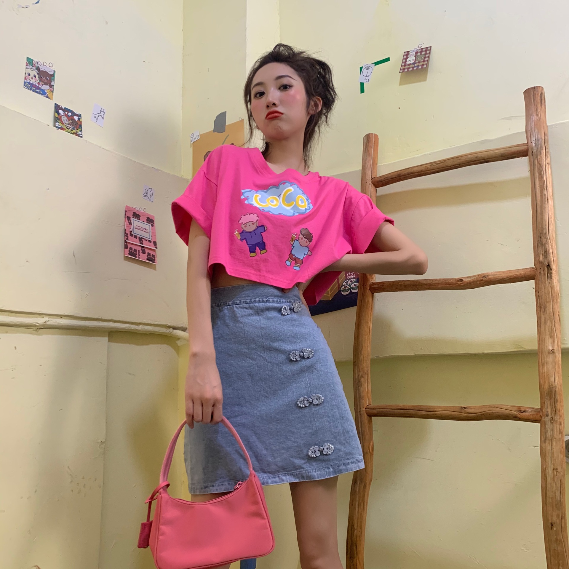 泫雅风上衣夏装2020新款韩版宽松短袖t恤ins潮网红超火短款衣服女