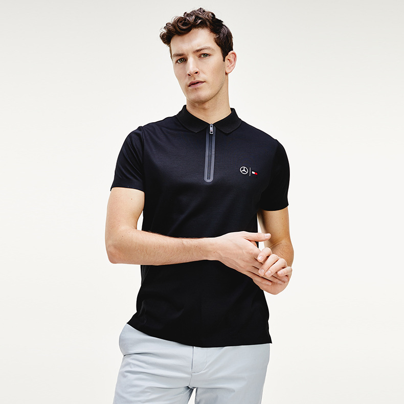 高端男装定制2020夏奔驰联名款英伦棉质短袖polo衫订做外贸翻领衫