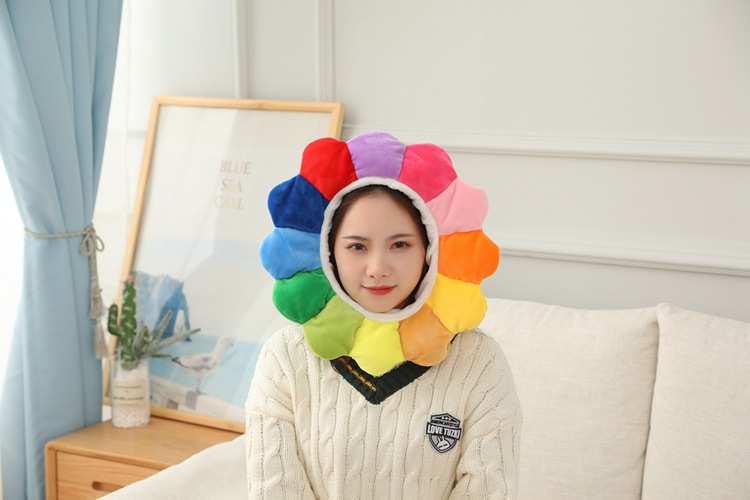 批发 软体太阳花头套帽子 毛绒头套 拍照道具写真道具 卡通头套