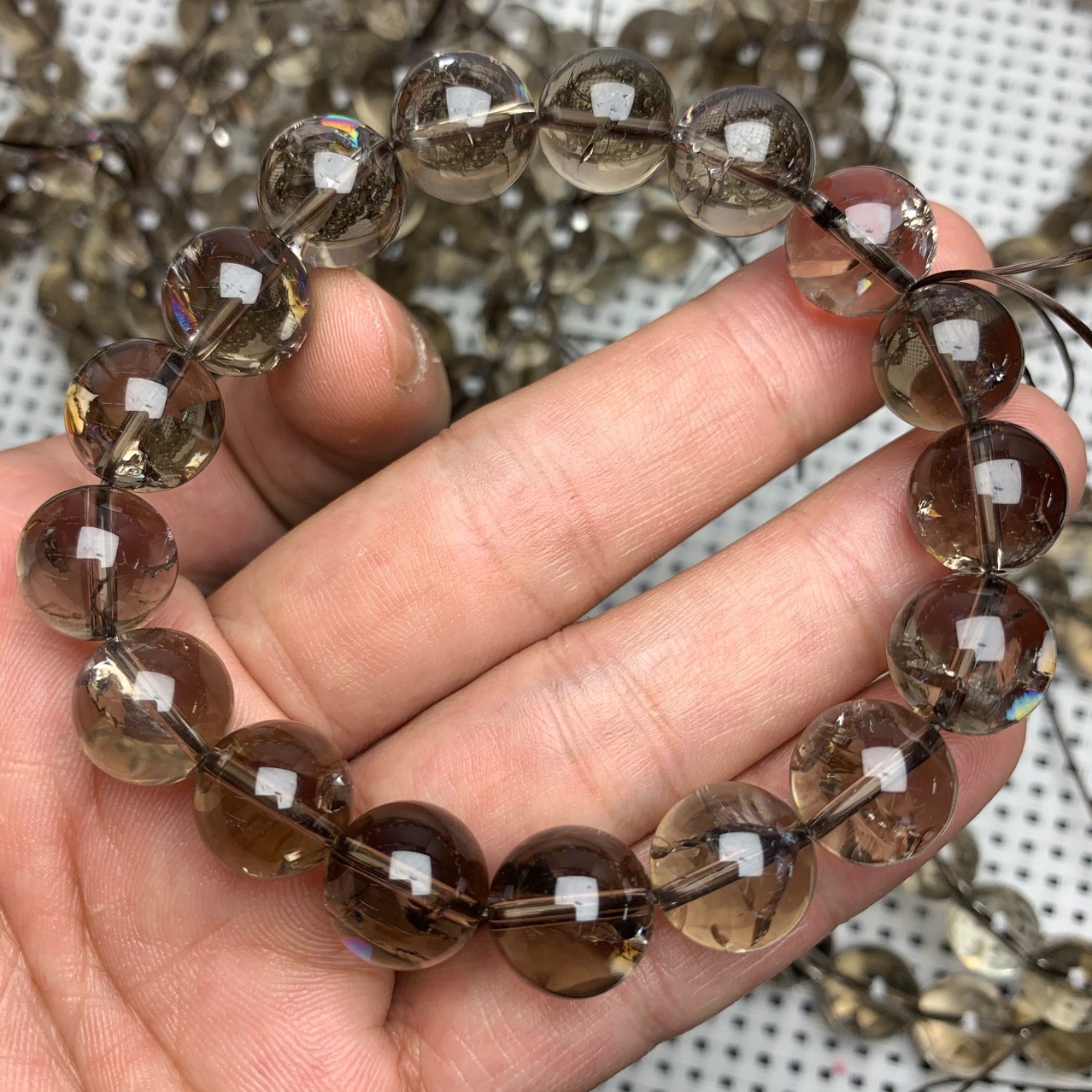 可塘世家 阿塞天然茶水晶手链 时尚ol男女 彩虹手串 直播抖音畅销