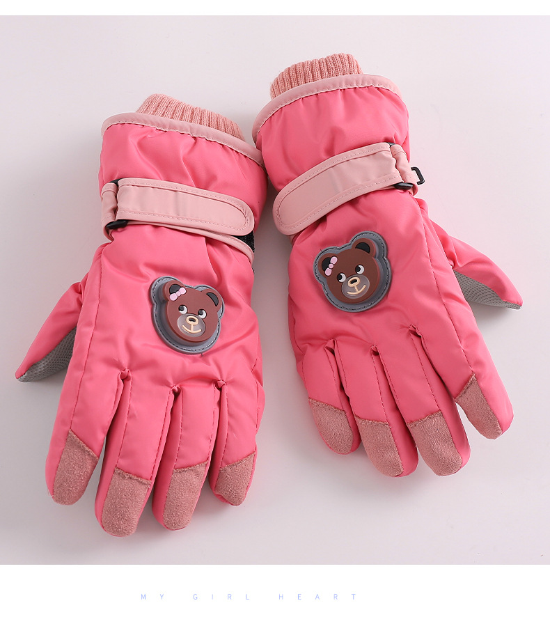 儿童滑雪手套冬季可爱卡通6-10岁男女童小孩学生五指保暖加绒加厚