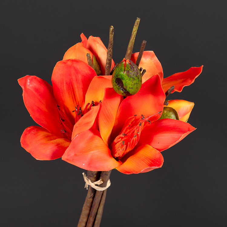 木棉花假花手捧花束把束英雄花样板房餐桌茶几装饰陶瓷玻璃瓶花艺