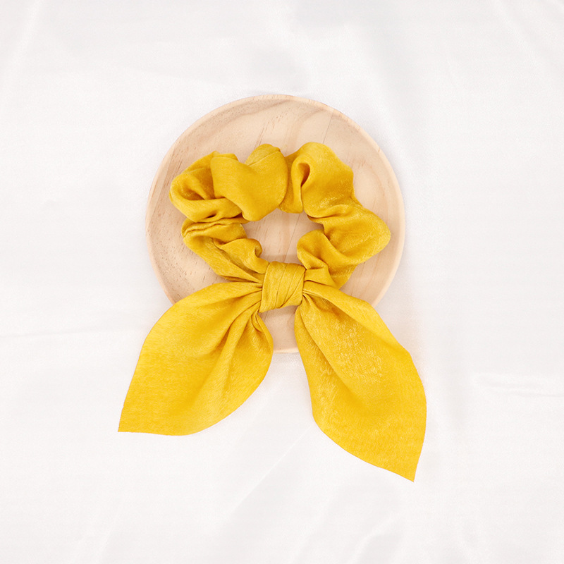 韩国东大门流苏打结发绳纯色绸缎兔耳朵发圈飘带百搭蝴蝶结大肠圈