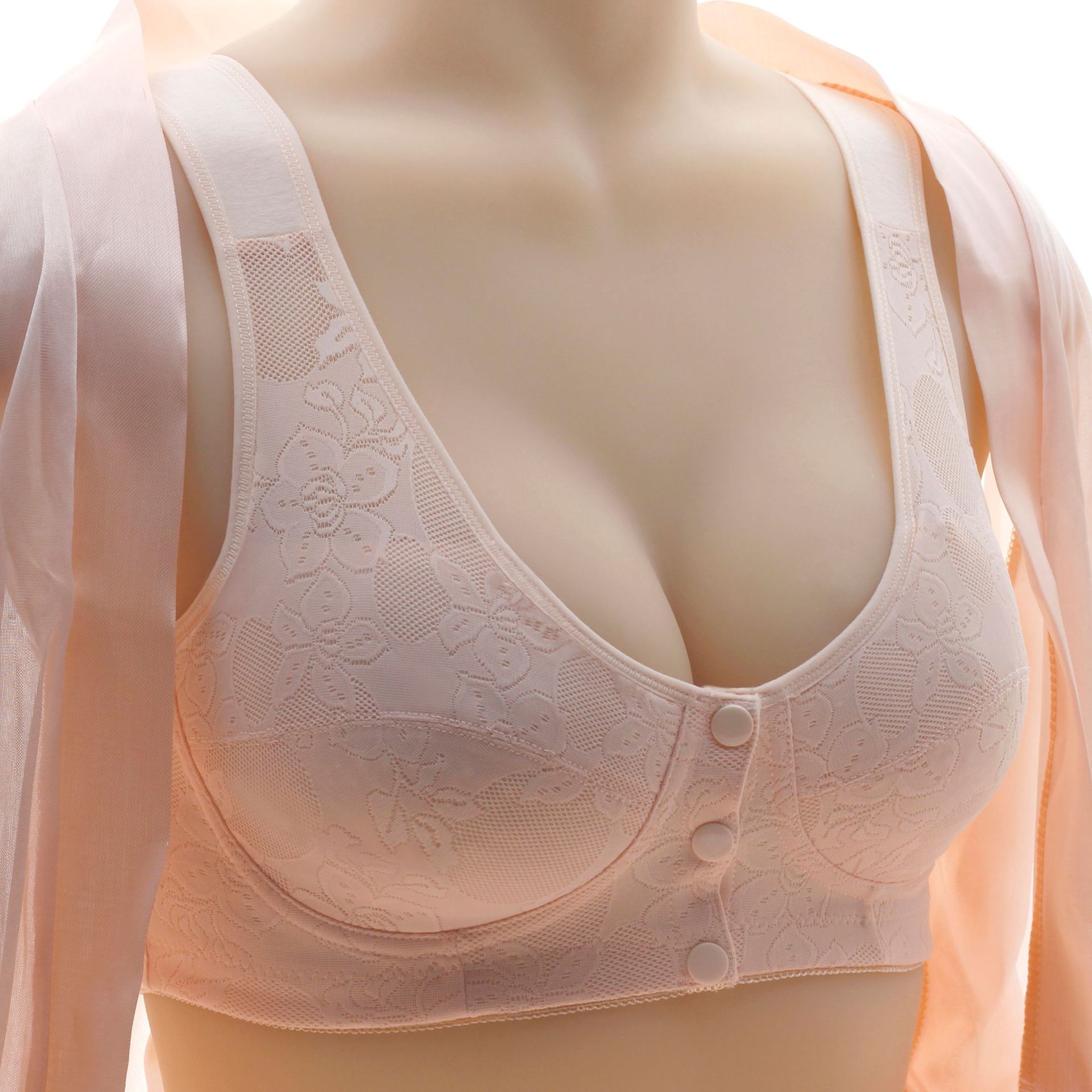 Middle-Aged and Elderly Mother Front Buckle Vest Underwear Women's Lace No Steel Ring Big Breast Bra Confinement Nursing Bra