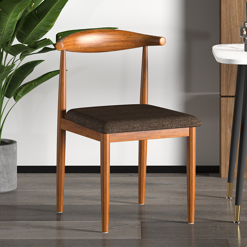 铁艺牛角椅子靠背凳子仿实木北欧餐椅约咖啡奶茶店餐厅桌椅组合