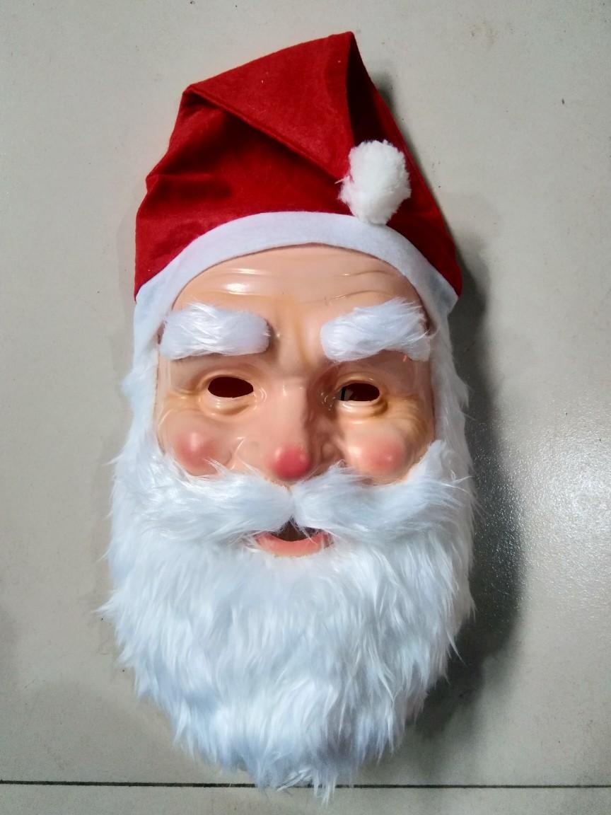 圣诞面具毛绒面具老爷爷面具圣诞节白胡子老人面具批发货