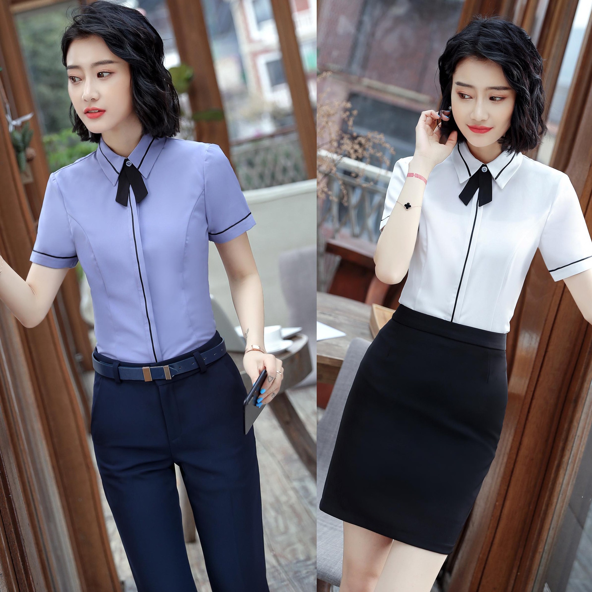 女裙套装职业装工作服2020夏季主管新款时尚女装短袖衬衫半身裙