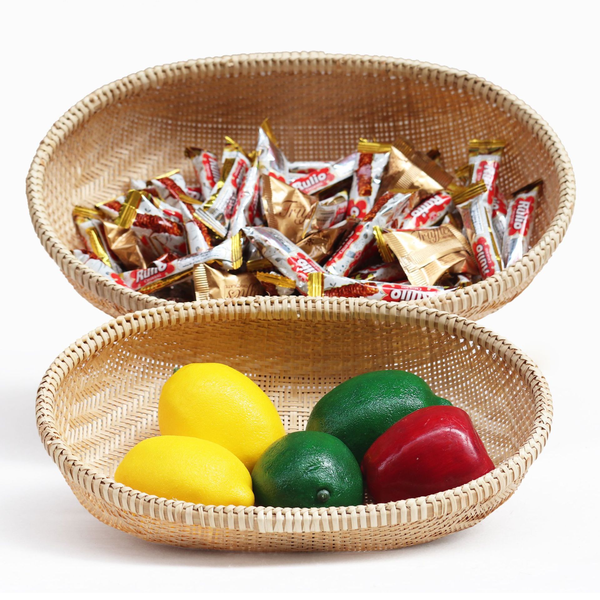 精编竹编水果篮 簸箕圆形筲箕竹筛子 洗菜圆筐农家竹制品家用果盘