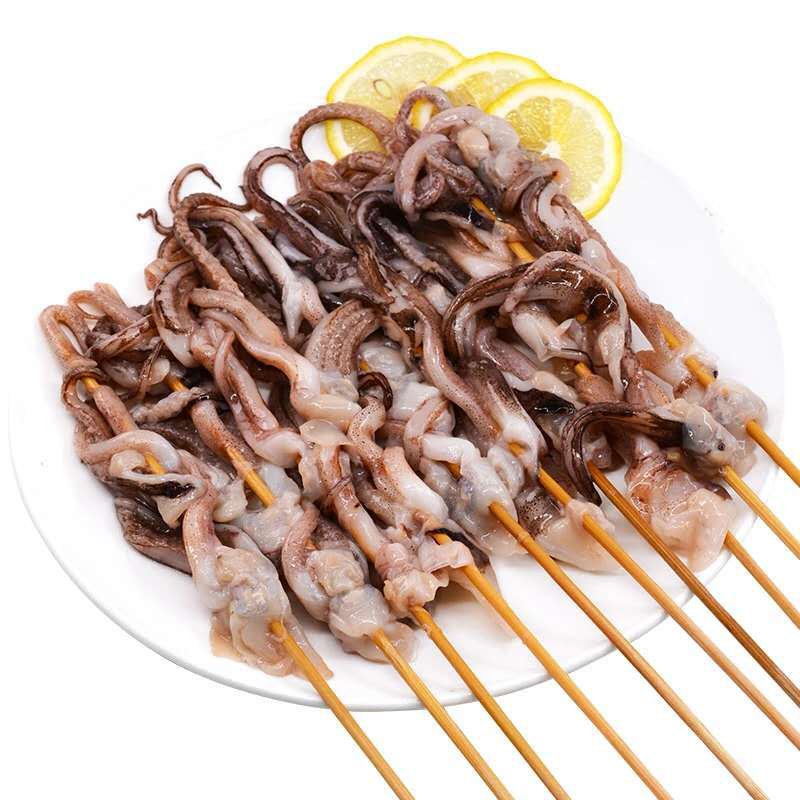 烧烤铁板鱿鱼须串商用冷冻海鲜烧烤串约40g/串*18串/包 整箱10包