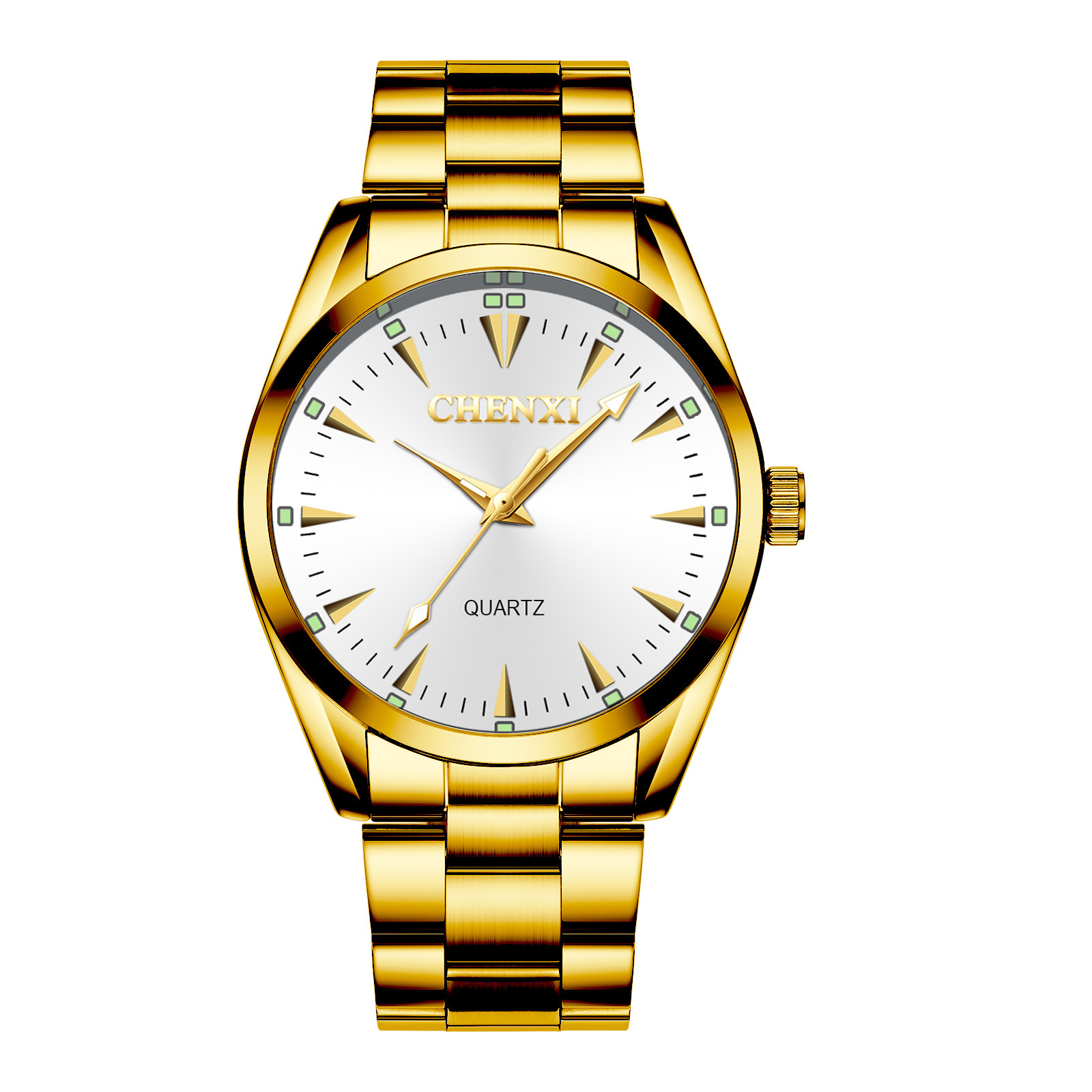 抖音新款爆款晨曦牌006a圆形手表 男士钢带石英防水手表 一件代发