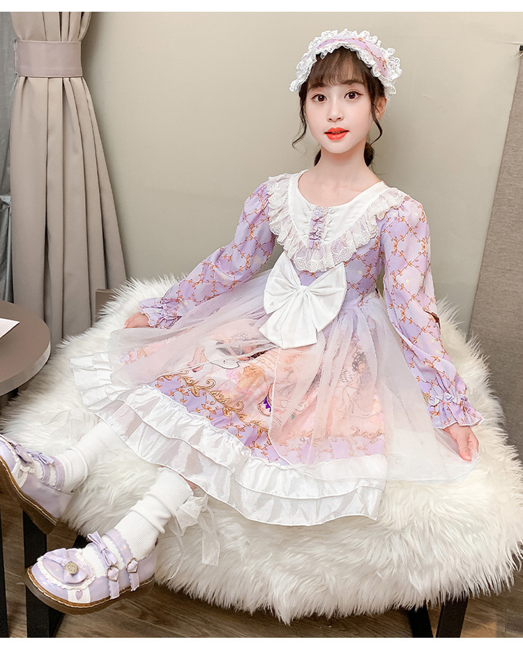 童装女童洛丽塔公主裙春秋季新款超仙连衣裙儿童甜美童裙一件代发