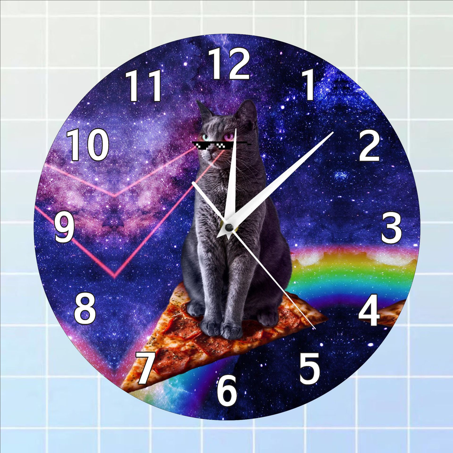 可爱站立猫咪亚克力挂钟艺术挂钟 客厅简约时钟挂表