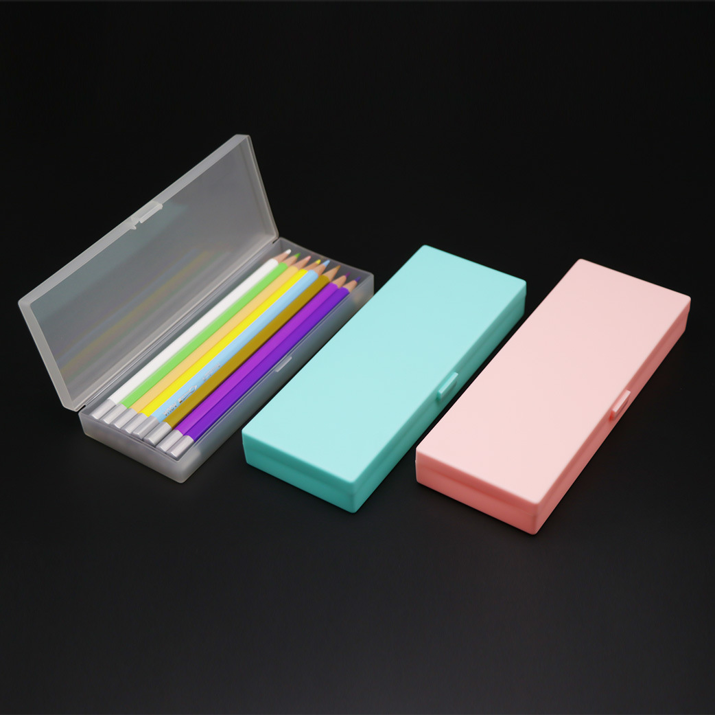 新诚单格笔盒透明磨砂文具盒连体翻盖笔盒多功能笔盒彩笔盒铅笔盒