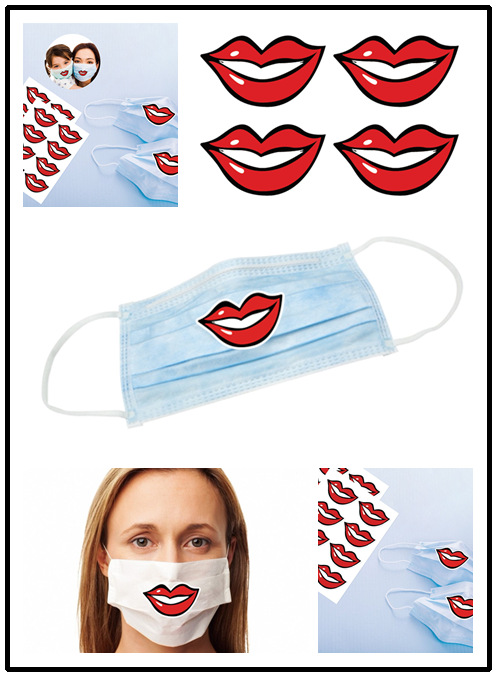 cc001防护服贴纸微笑口罩笑脸嘴唇贴纸笑口常开服务窗口罩嘴唇贴