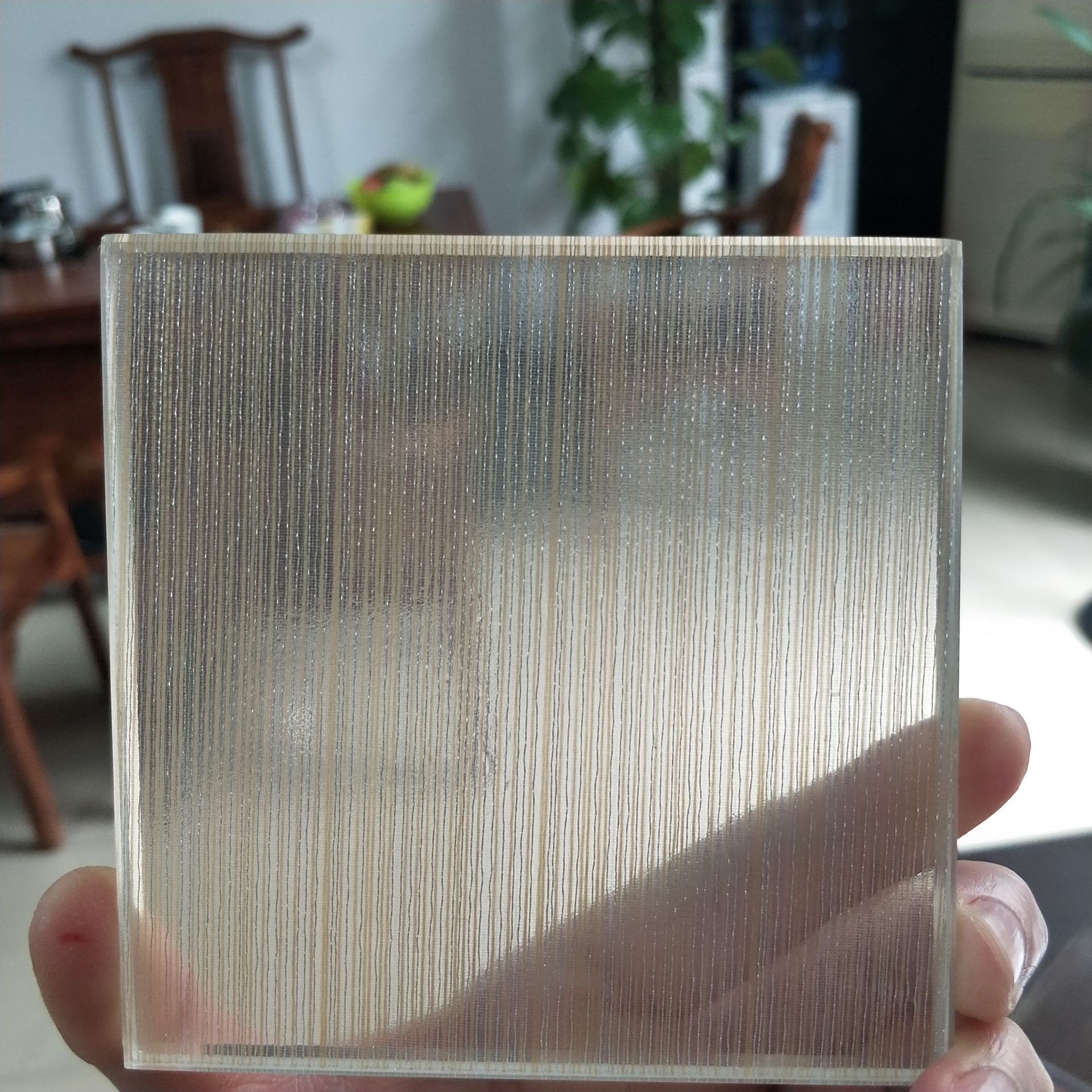 厂家定做夹丝玻璃安全防爆艺术钢化金属丝夹绢酒店装饰价格优惠-阿里