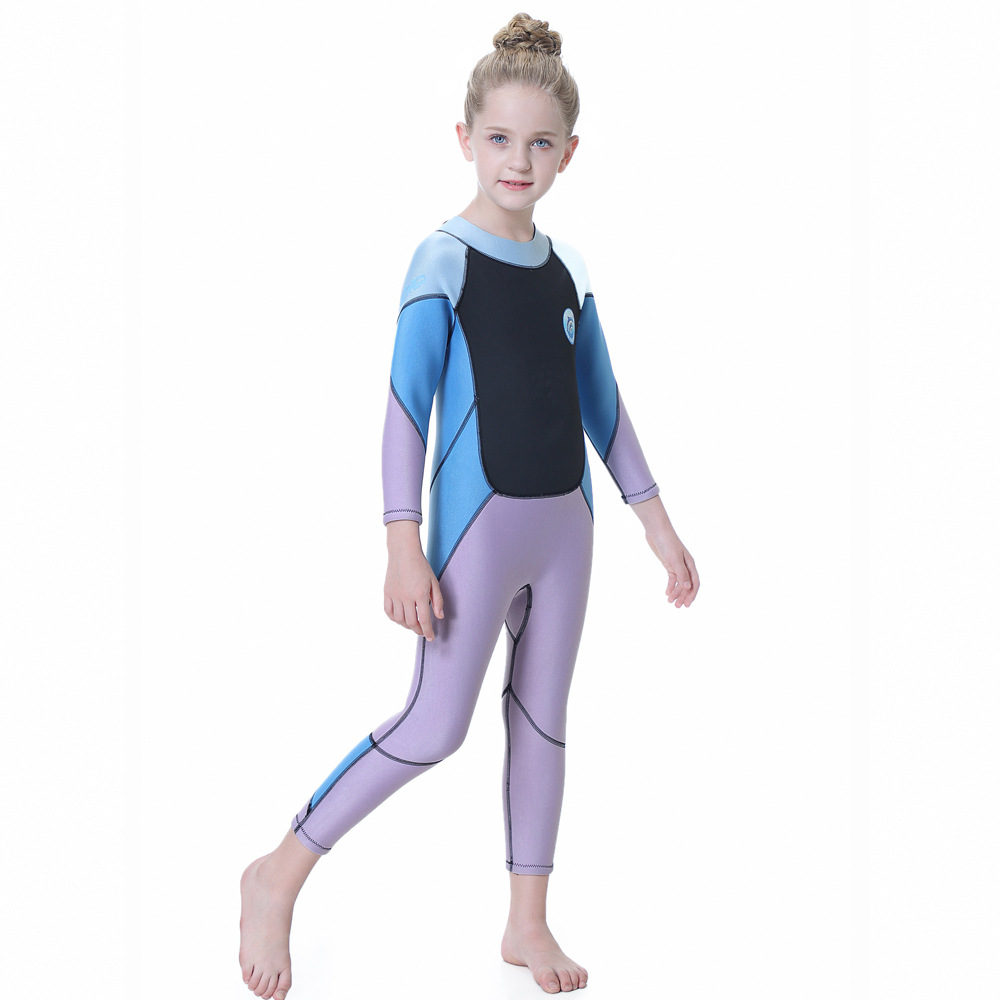 儿童潜水服2.5mm连体保暖冬泳衣女童长袖防寒浮潜冲浪水母衣r006
