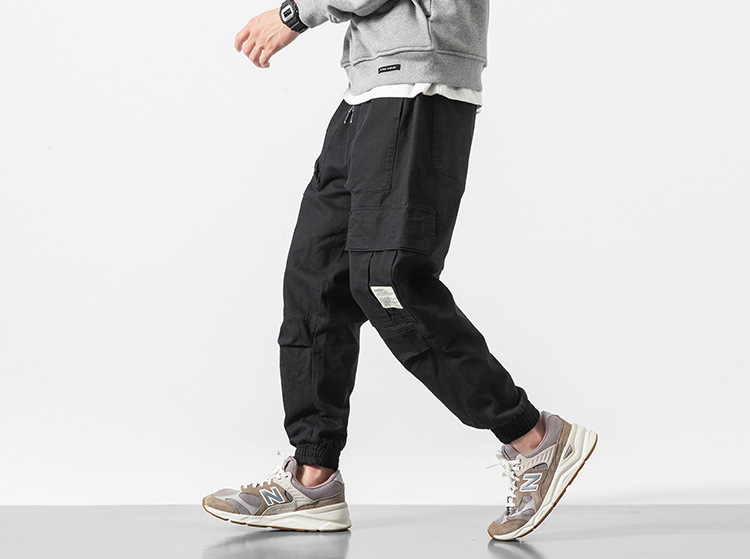 美式复古cargo多口袋工装裤男潮牌宽松束脚裤韩版潮流收口小脚裤