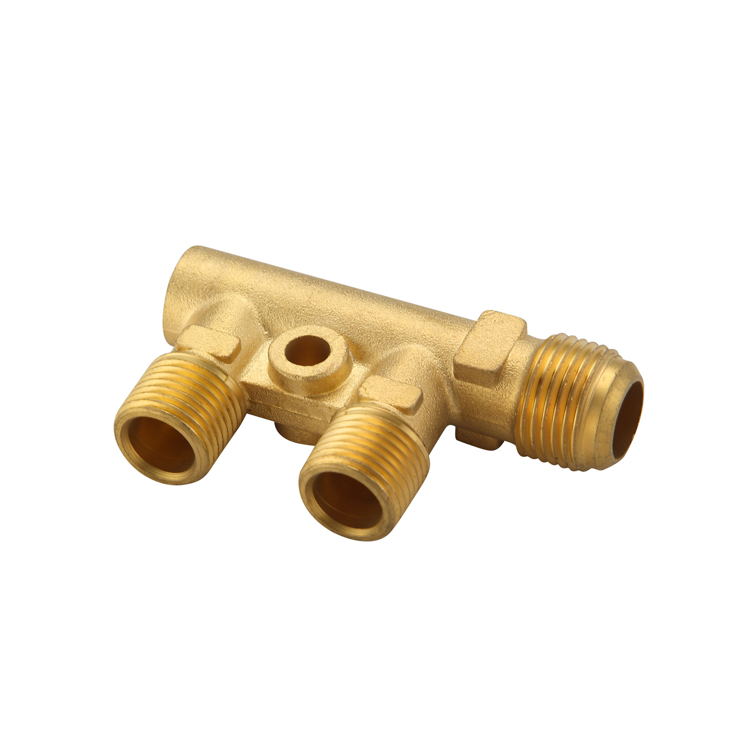 空气压缩机锌合金压铸件v型机四通镀铜气管接头空压机配件弯头