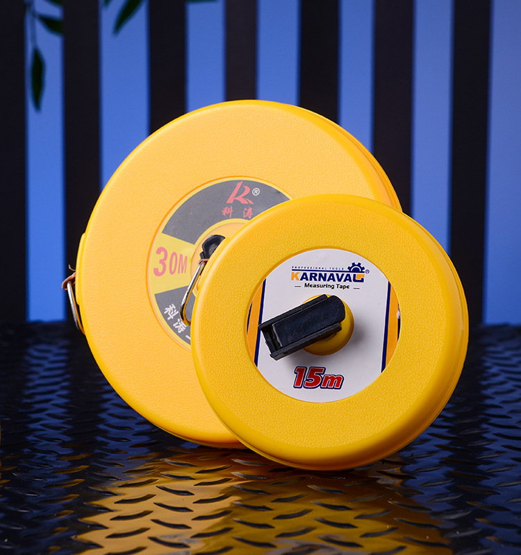 厂家批发高质量麻布手摇式布卷尺圆盘尺50米100米红布尺一件代发