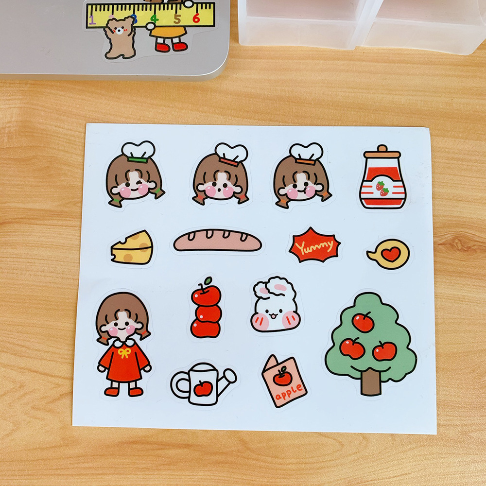 Korean Ins Cute Girl Stickers Journal Stickers Diy Sealing Paste Phone Case Decorative Stickers Student Diary Stickers