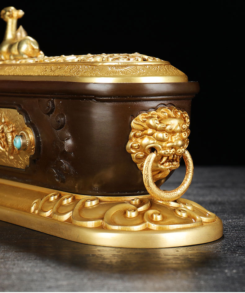 慧宝纯铜卧香炉家用藏式线香炉供佛八吉祥居家供奉熏香炉摆件