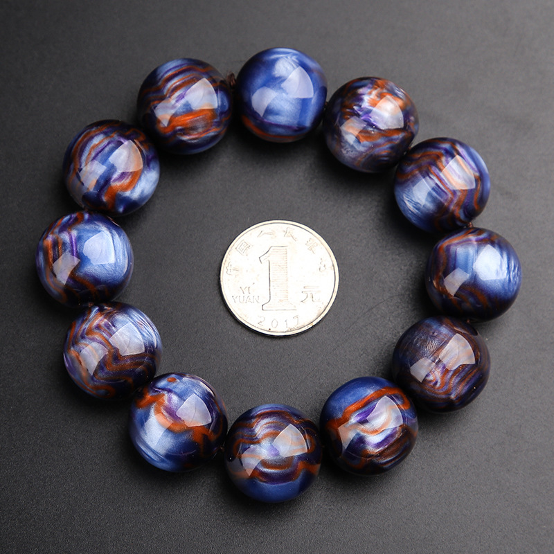 高仿彩柳手串现货批发金丝彩柳佛珠手串景区热销树脂合成念珠手链