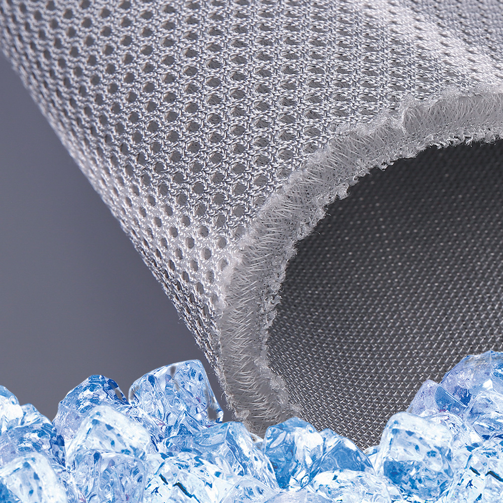 厚银白相间透气3d凉垫材料三明治网眼布