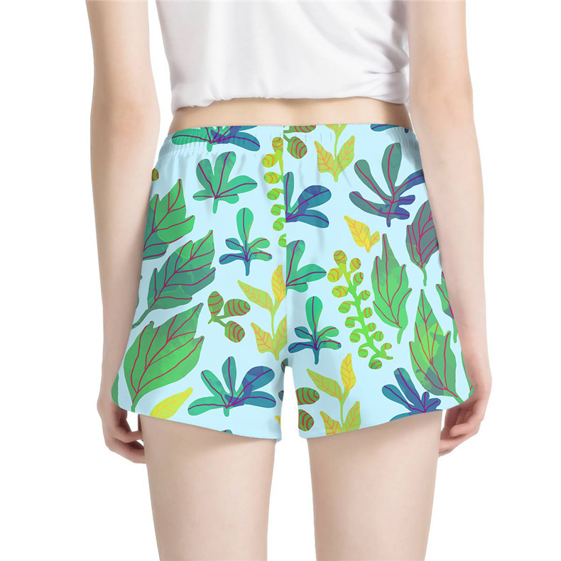 亚马逊热卖新款女士沙滩裤图案定制树叶花朵印花外贸性感游泳短裤