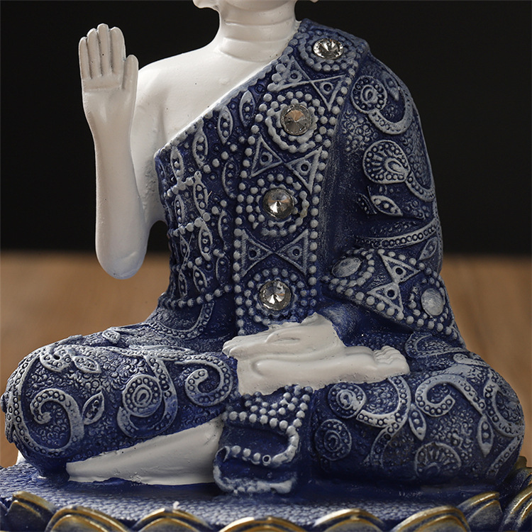 现代蓝白佛像摆件创意家居装饰香台乐队佛摆设支持定制树脂工艺品