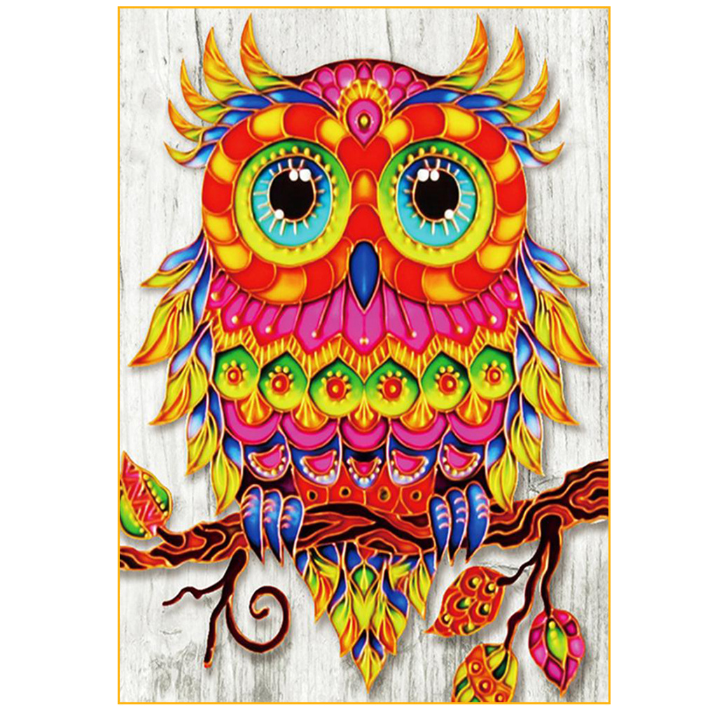 5d钻石画动物方钻满钻猫头鹰diy十字绣钻石装饰画40*50cm现货出售
